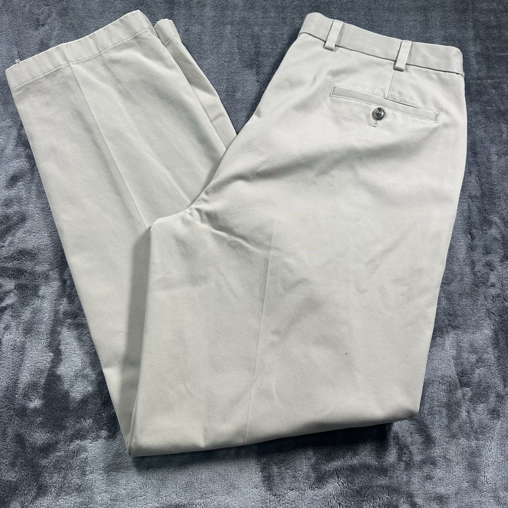 Brooks Brothers Advantage Chino Clark PantsMens 37x32 Hudson Khaki Dress Pleated